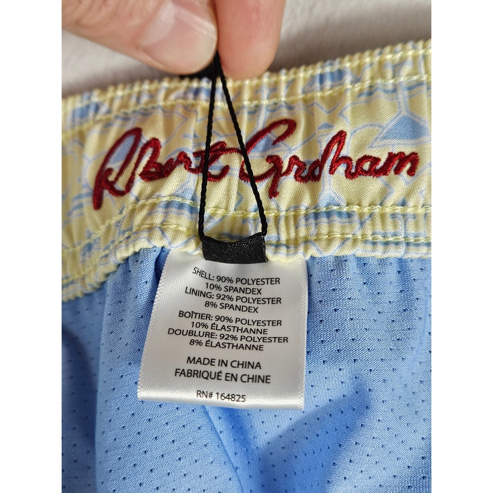 Robert Graham Martini Tower Yellow Blue Swim Trunks Men XL SMRG102 New - Picture 6 of 11